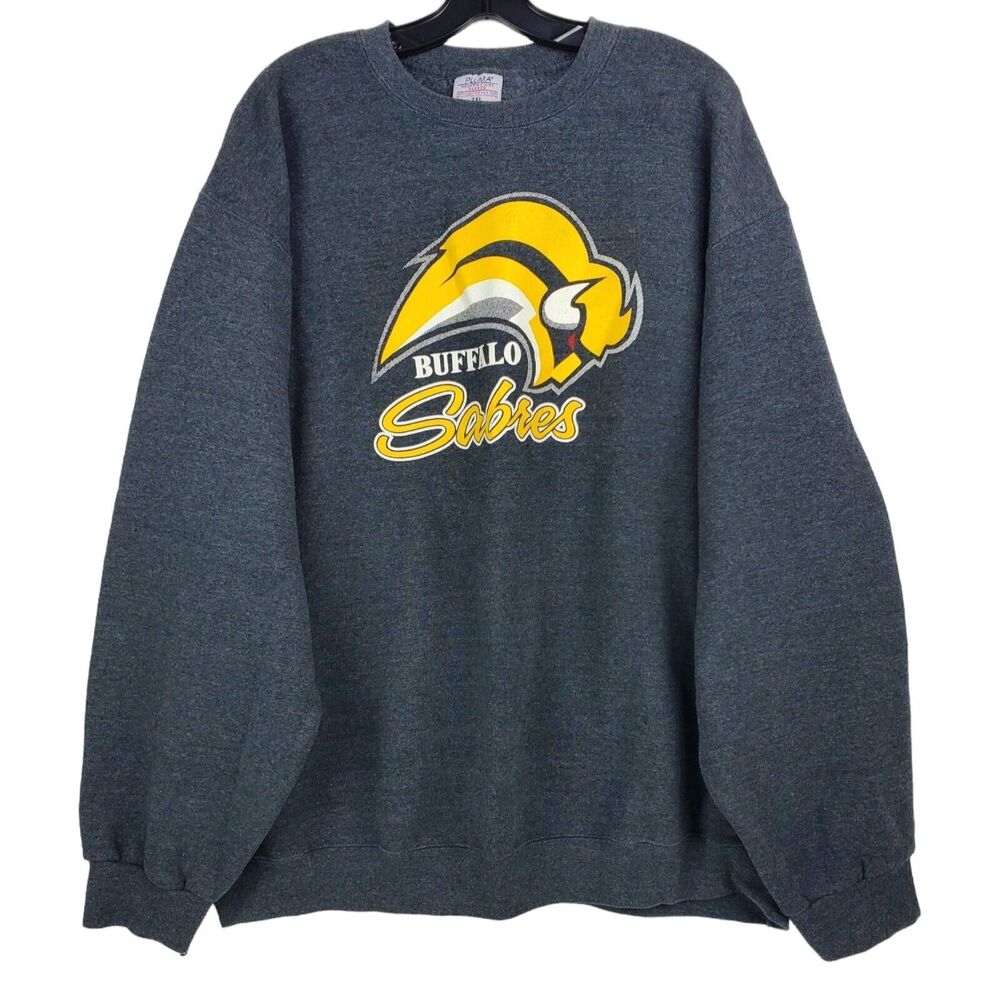 BUFFALO SABRES Sweater Adult 2XL Gray NHL Hockey Sweatshirt Spell Out PLUMA